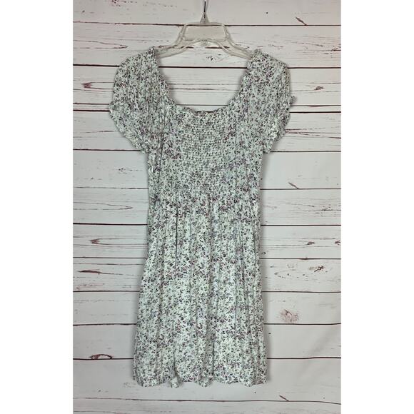 J.Crew Women's 6 White Purple Floral Short Sleeve Spring Summer Pockets Dress - Picture 8 of 10